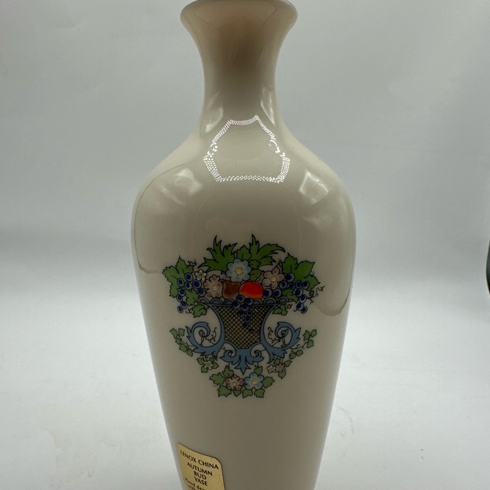 Lenox Autumn Floral Fruit Pattern 7” Autumn  Bud Vase Made In USA